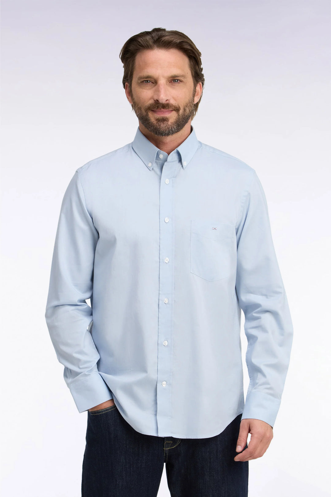 Eden Park Plain Straight Cut Oxford Shirt, Blue