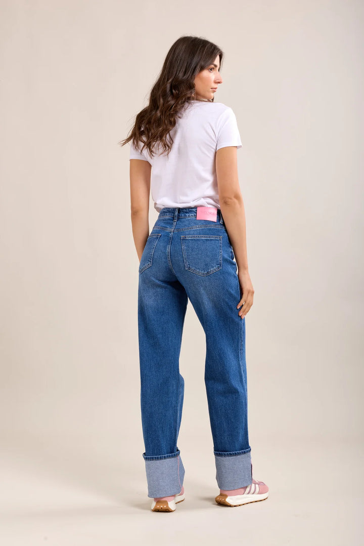 Toxik Turn-Up High Waisted Straight Leg Jeans