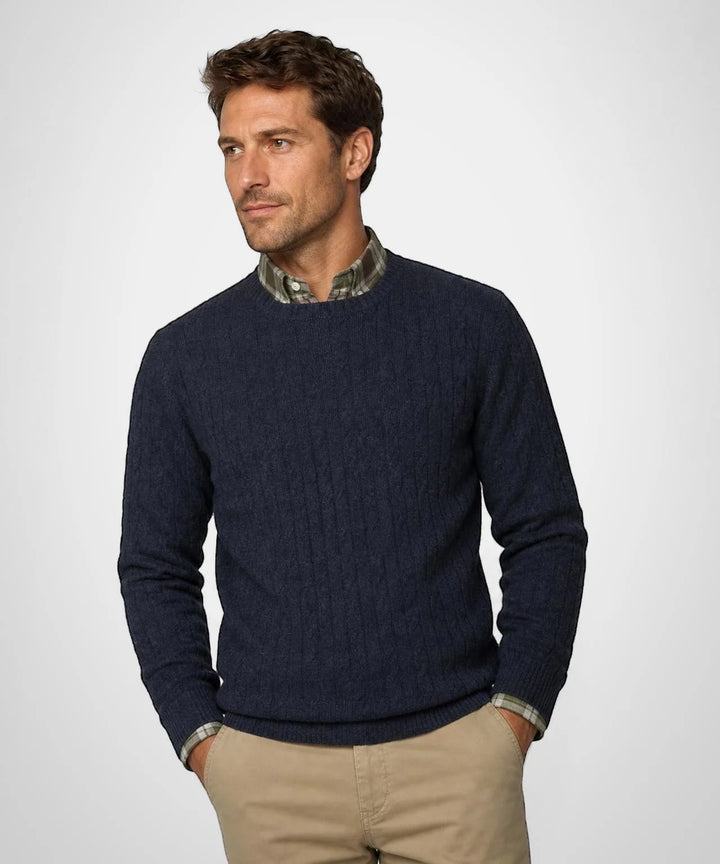 McGregor Lambswool Cable Knit Sweater, Navy
