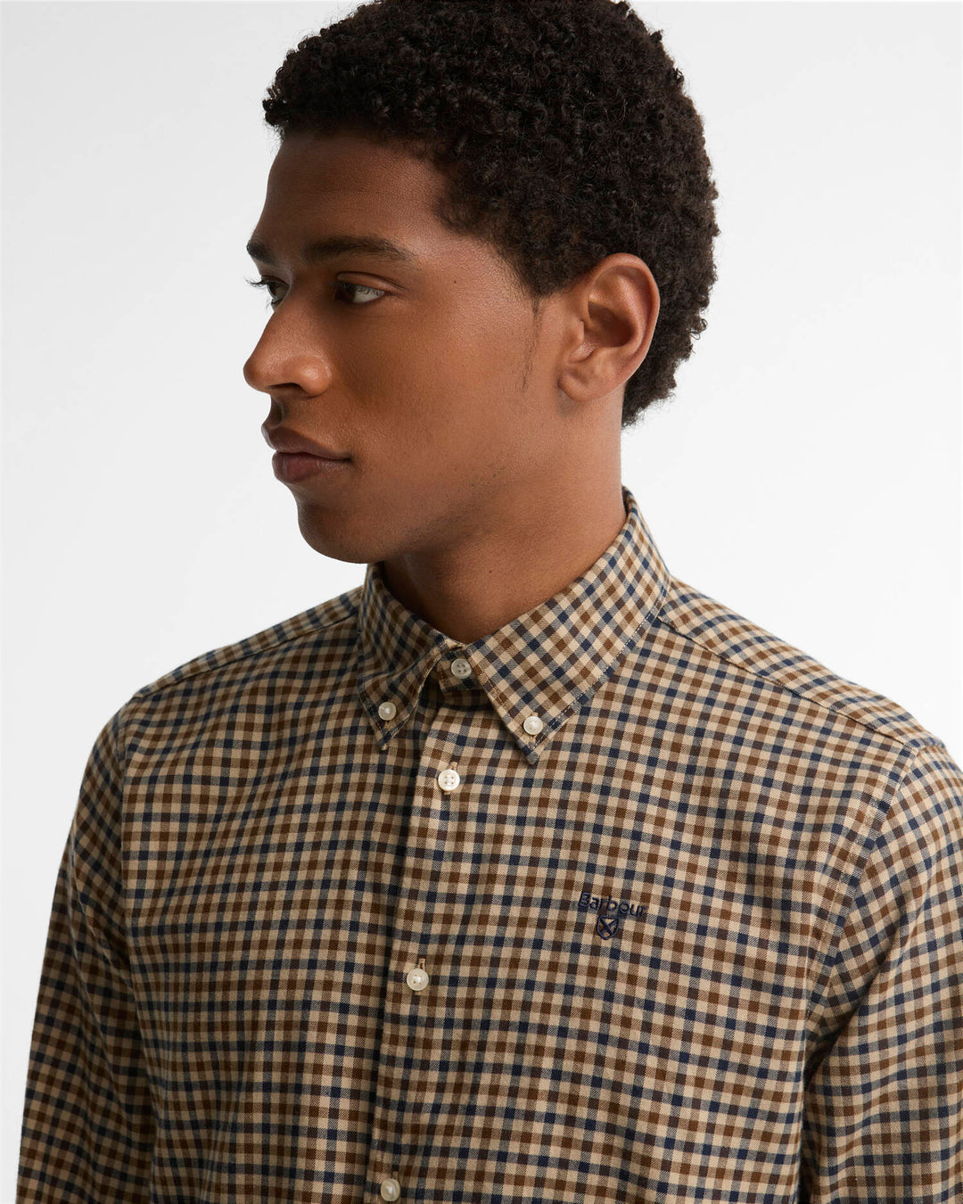 Barbour Finkle Tailored Gingham Shirt, Dark Sand