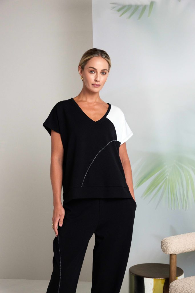 NAYA Black V Neck Top