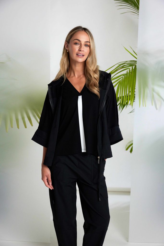 NAYA Black Drawstring Hem Hooded Jacket