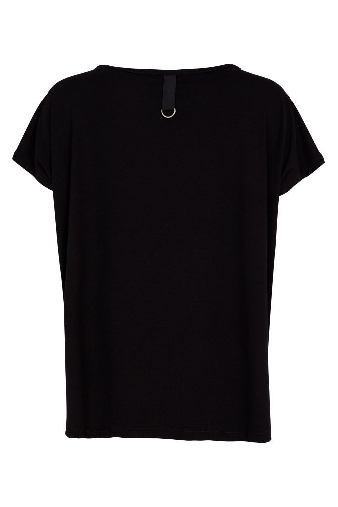 NAYA Black Round Neck Top