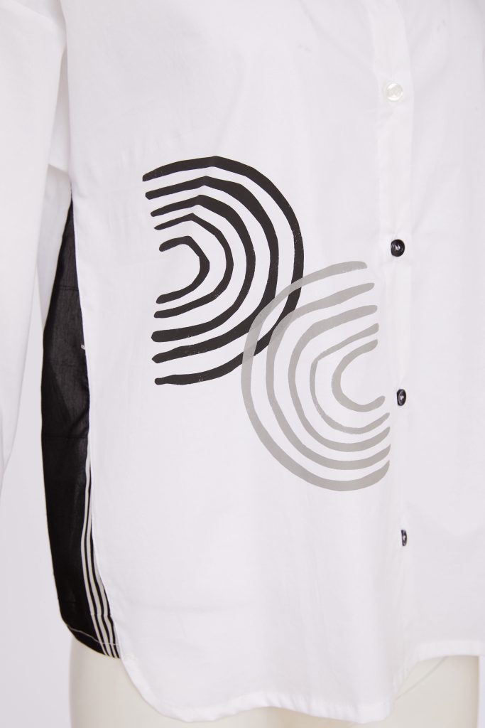 NAYA Stripped Sections Placement Print Shirt