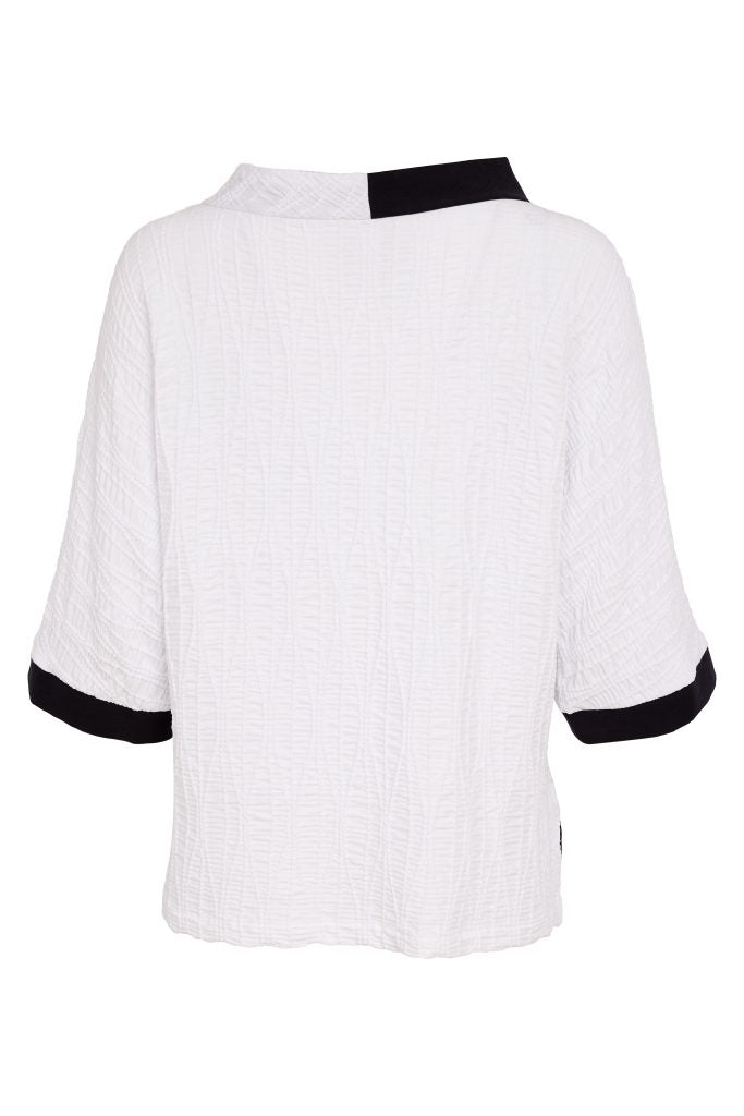 NAYA Embossed Jacquard & Contrast Sections Top