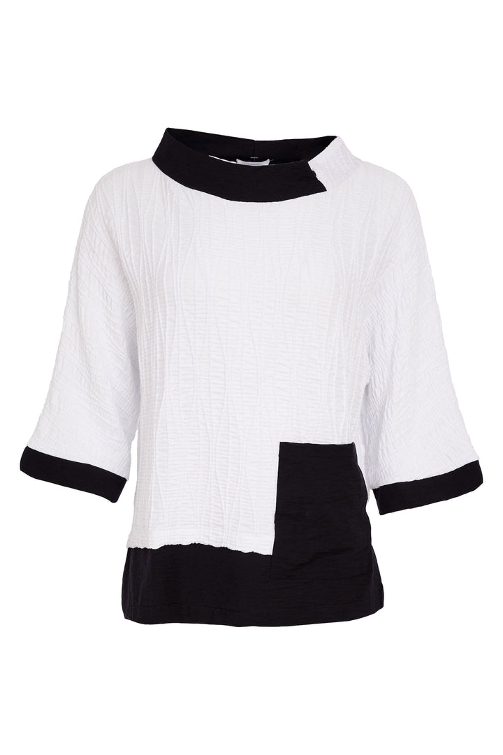 NAYA Embossed Jacquard & Contrast Sections Top