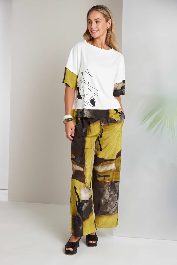 NAYA Oasis Wide Leg Print Pull Up Trousers