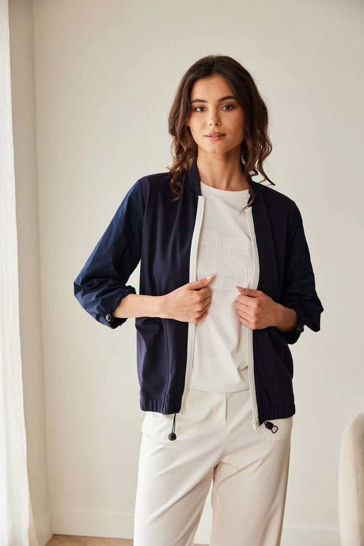 Peruzzi Navy Taffeta Sleeve Jacket