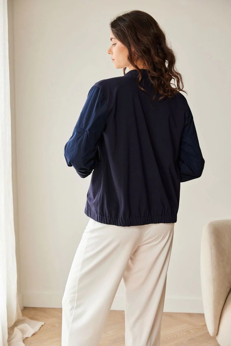 Peruzzi Navy Taffeta Sleeve Jacket