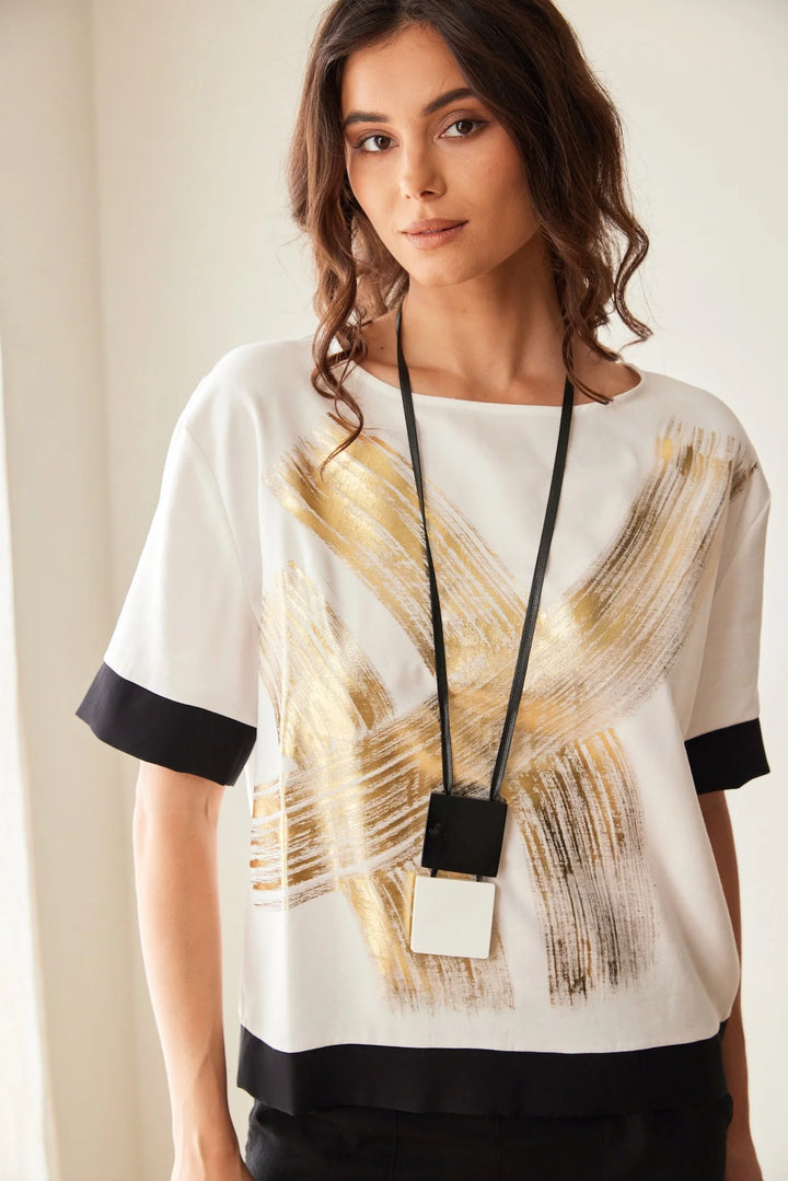 Peruzzi Metallic Brush Top