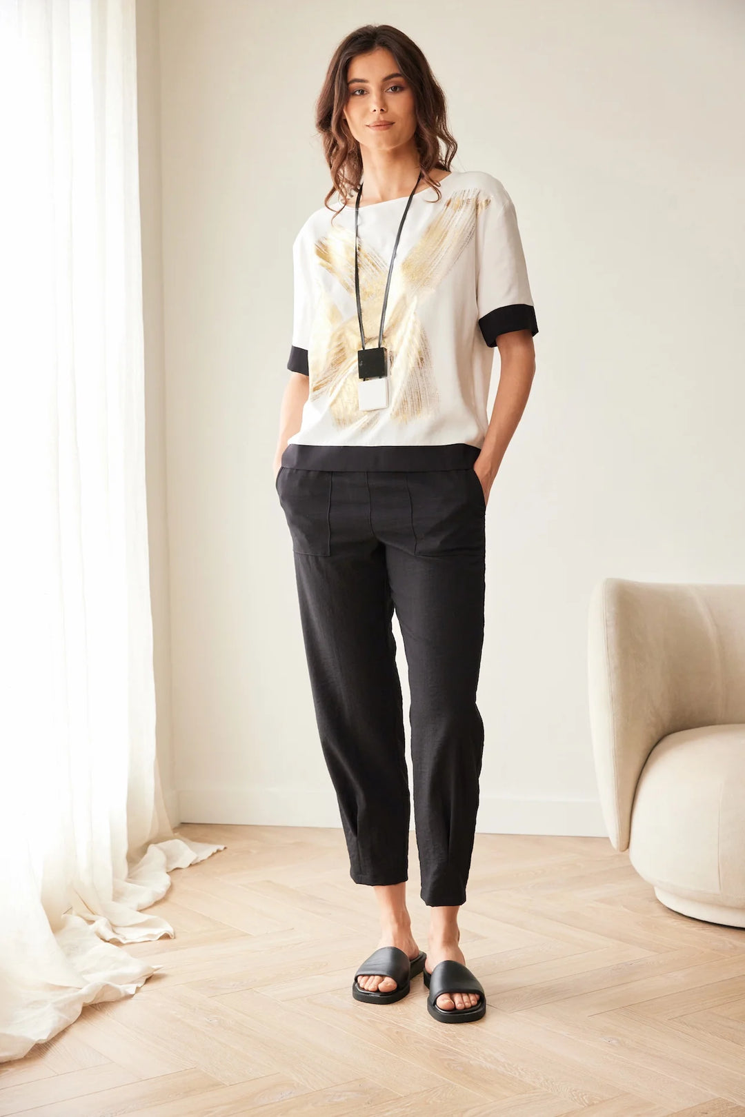 Peruzzi Metallic Brush Top