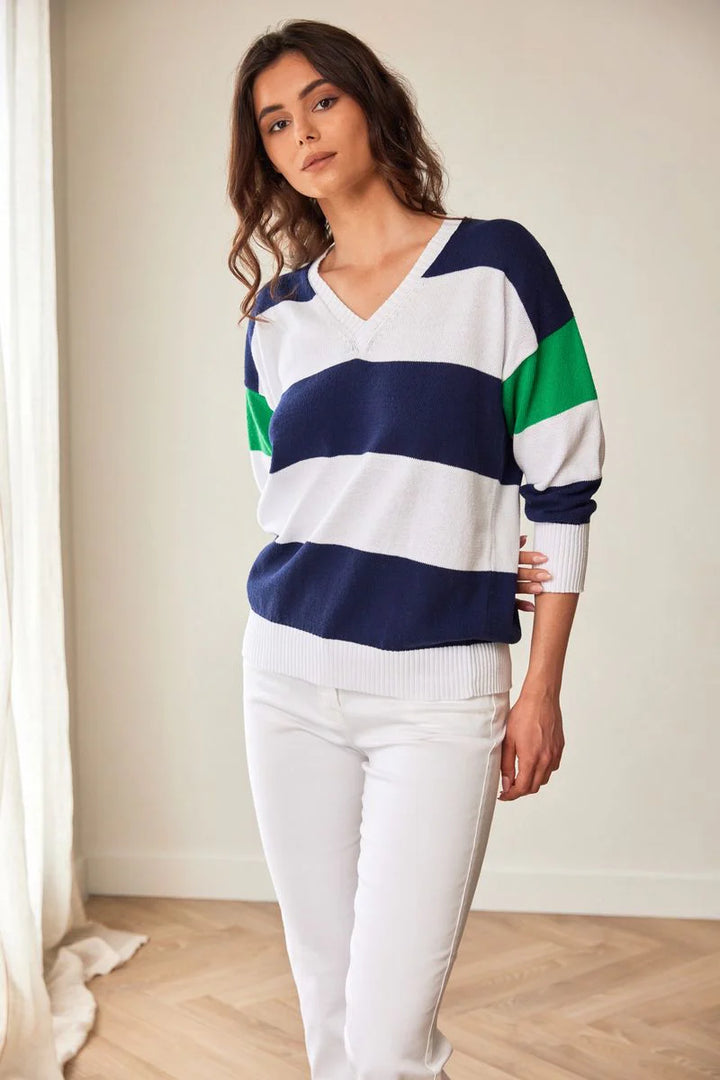 Peruzzi Striped V-Neck Knit