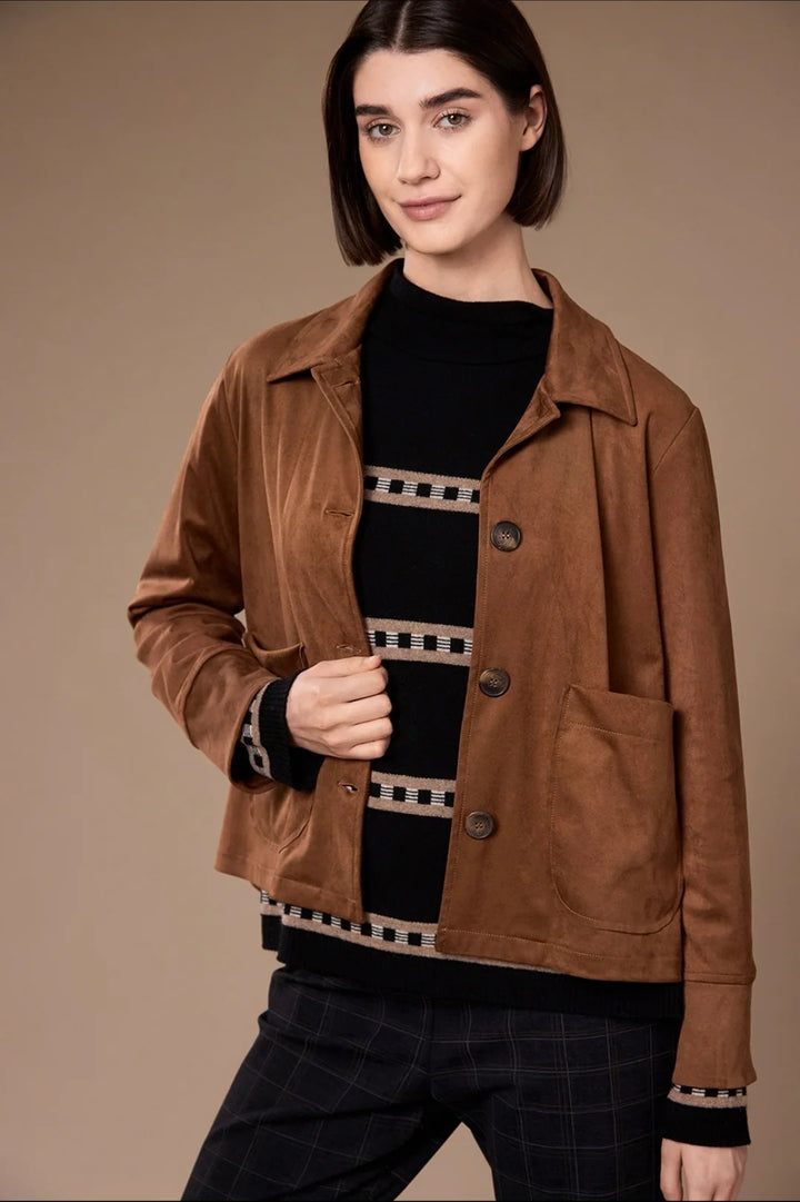 Peruzzi Mock Suede Jacket, Brown