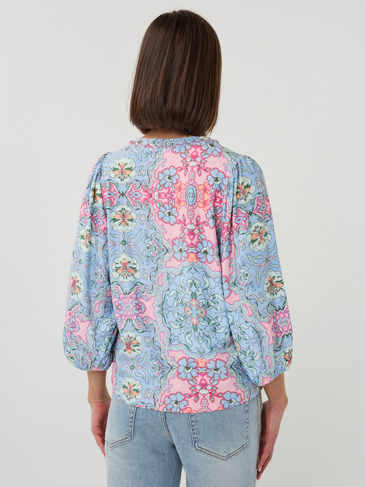 EsQualo Multi Print V-Neck Top