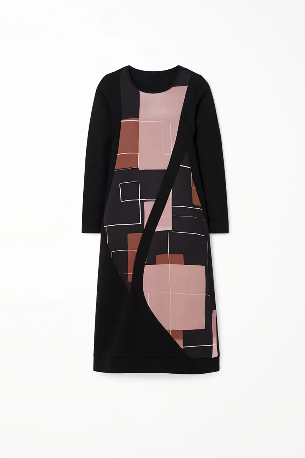 Peruzzi Panel Print Dress, Black