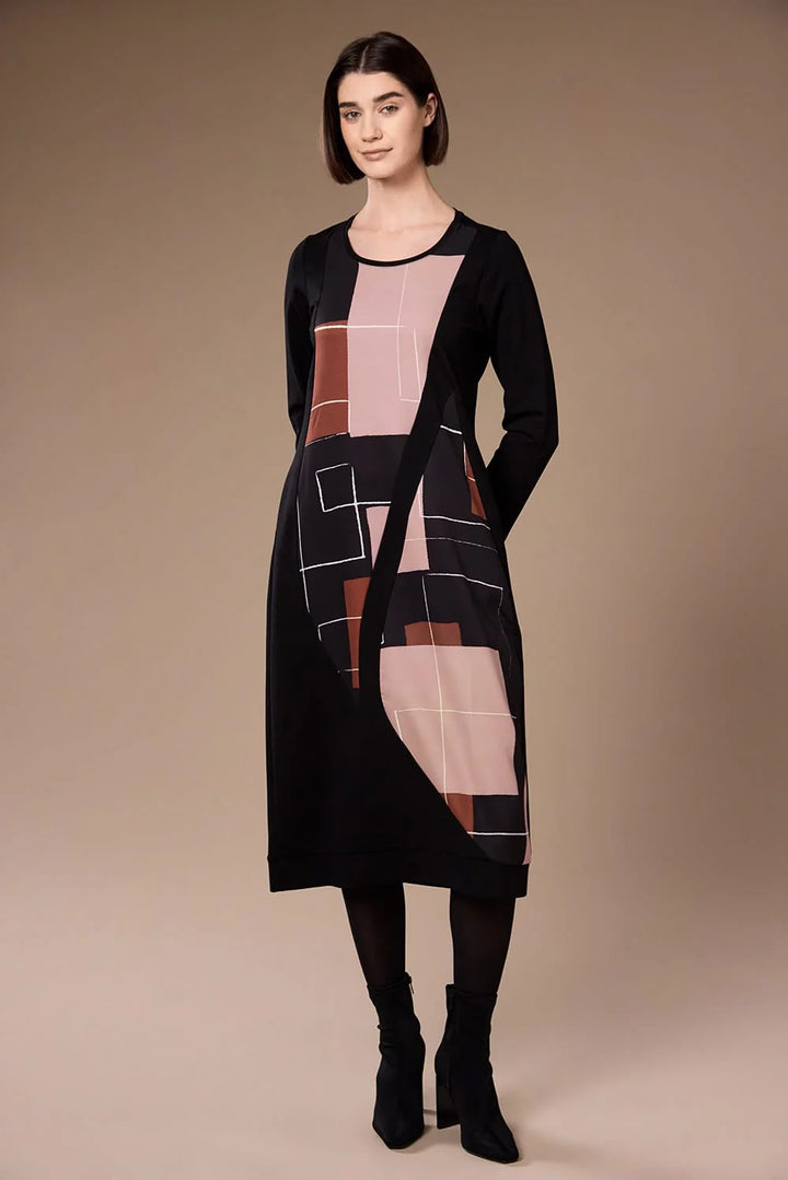 Peruzzi Panel Print Dress, Black