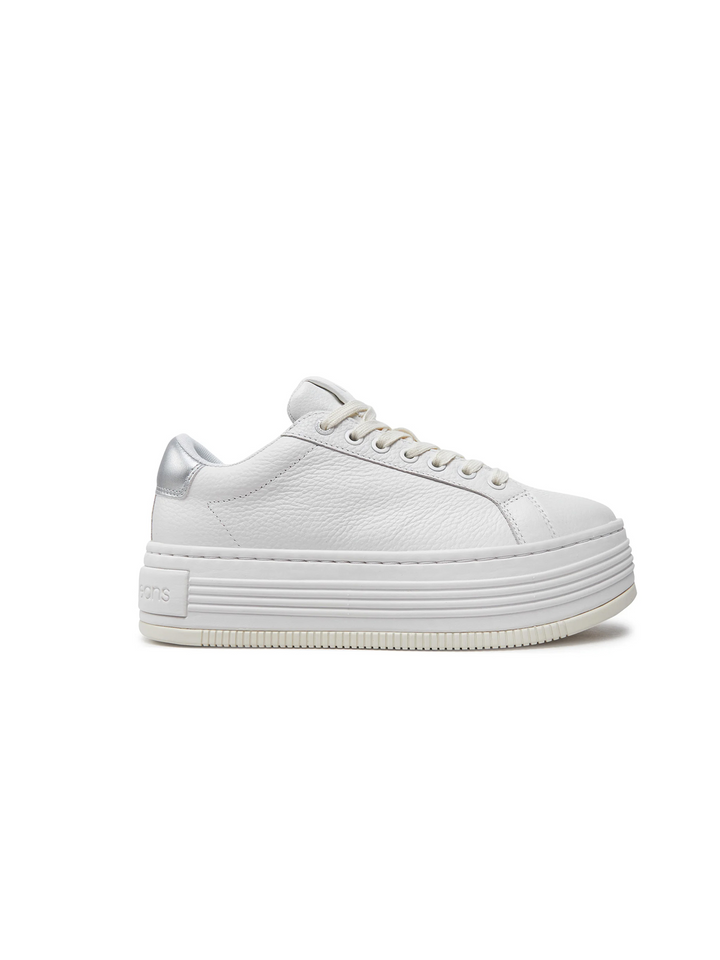 Calvin Klein White & Grey Platform Lace Up Trainers