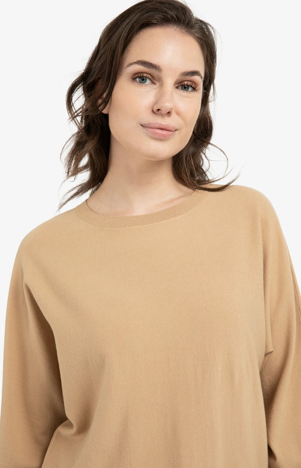YAYA Tan Brown Batswing Sweater