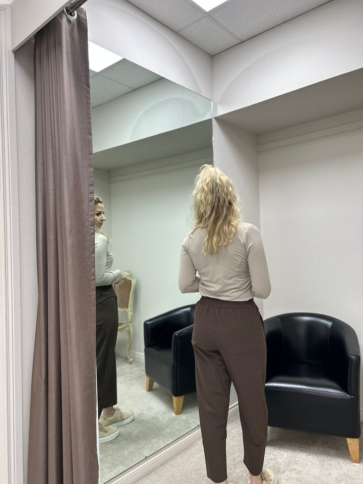 Lightweight Mocha Brown Cropped Travel Trousers