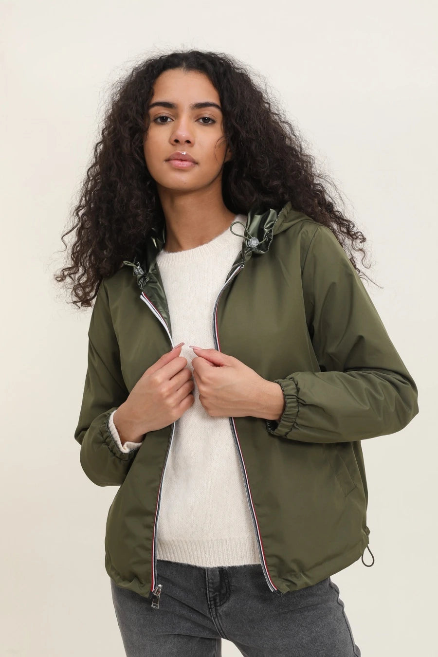 Short Waterproof Reversible Windbreaker
