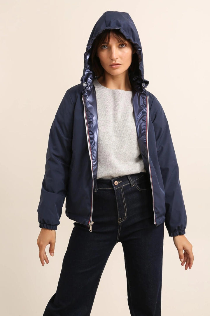 Short Waterproof Reversible Windbreaker