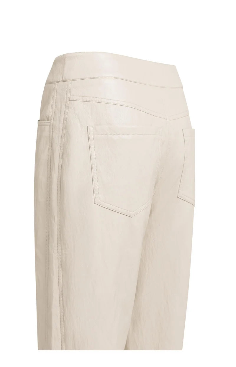 YAYA Faux Leather Carrot Fit Trousers, Grey