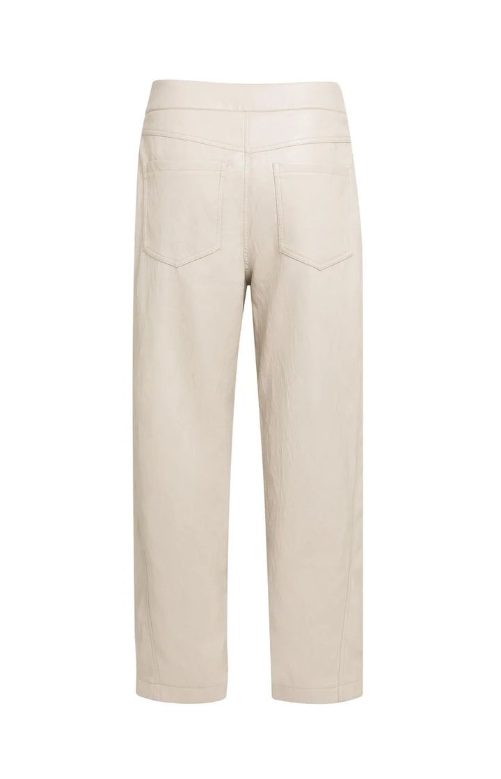 YAYA Faux Leather Carrot Fit Trousers, Grey