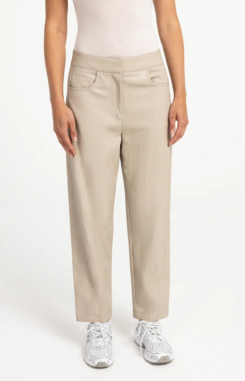 YAYA Faux Leather Carrot Fit Trousers, Grey