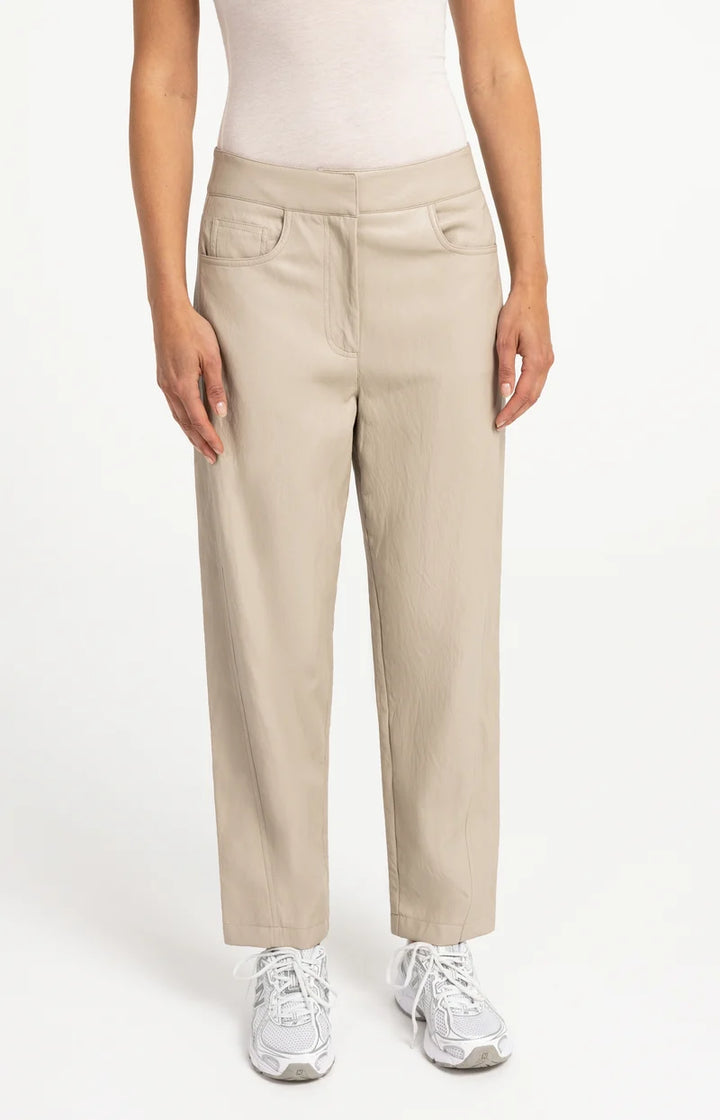 YAYA Faux Leather Carrot Fit Trousers, Grey