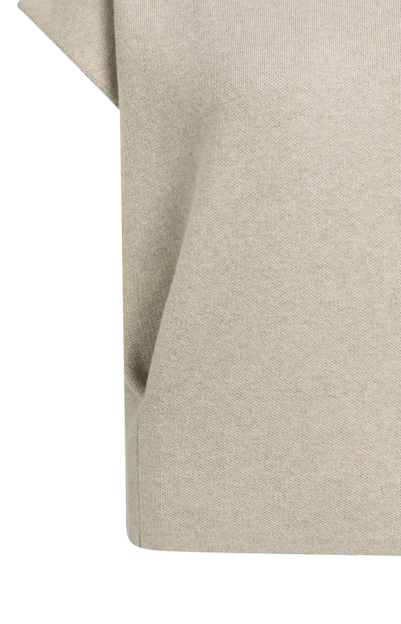 YAYA Jacquard Knit Top with Cap Sleeves, Grey