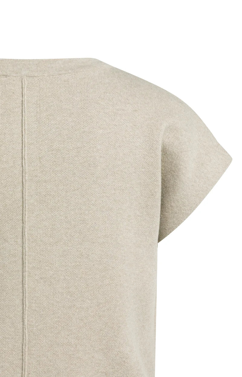 YAYA Jacquard Knit Top with Cap Sleeves, Grey