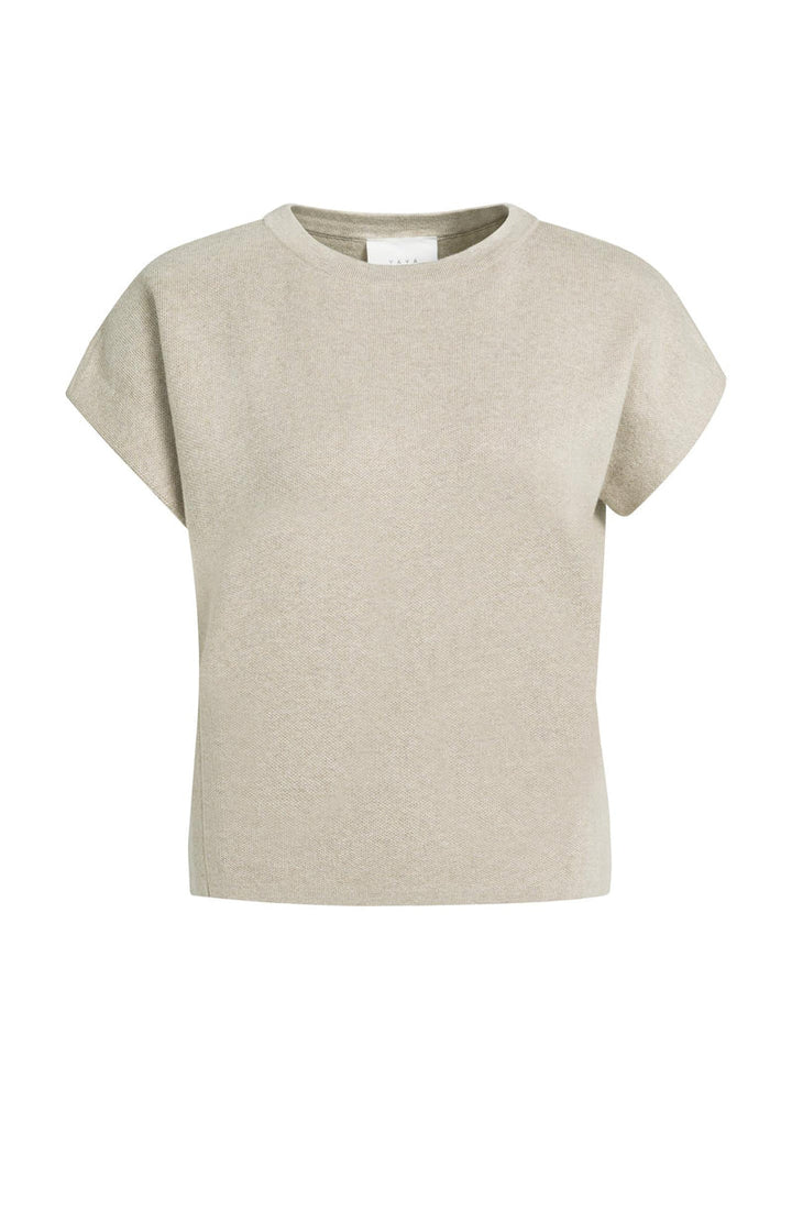 YAYA Jacquard Knit Top with Cap Sleeves, Grey