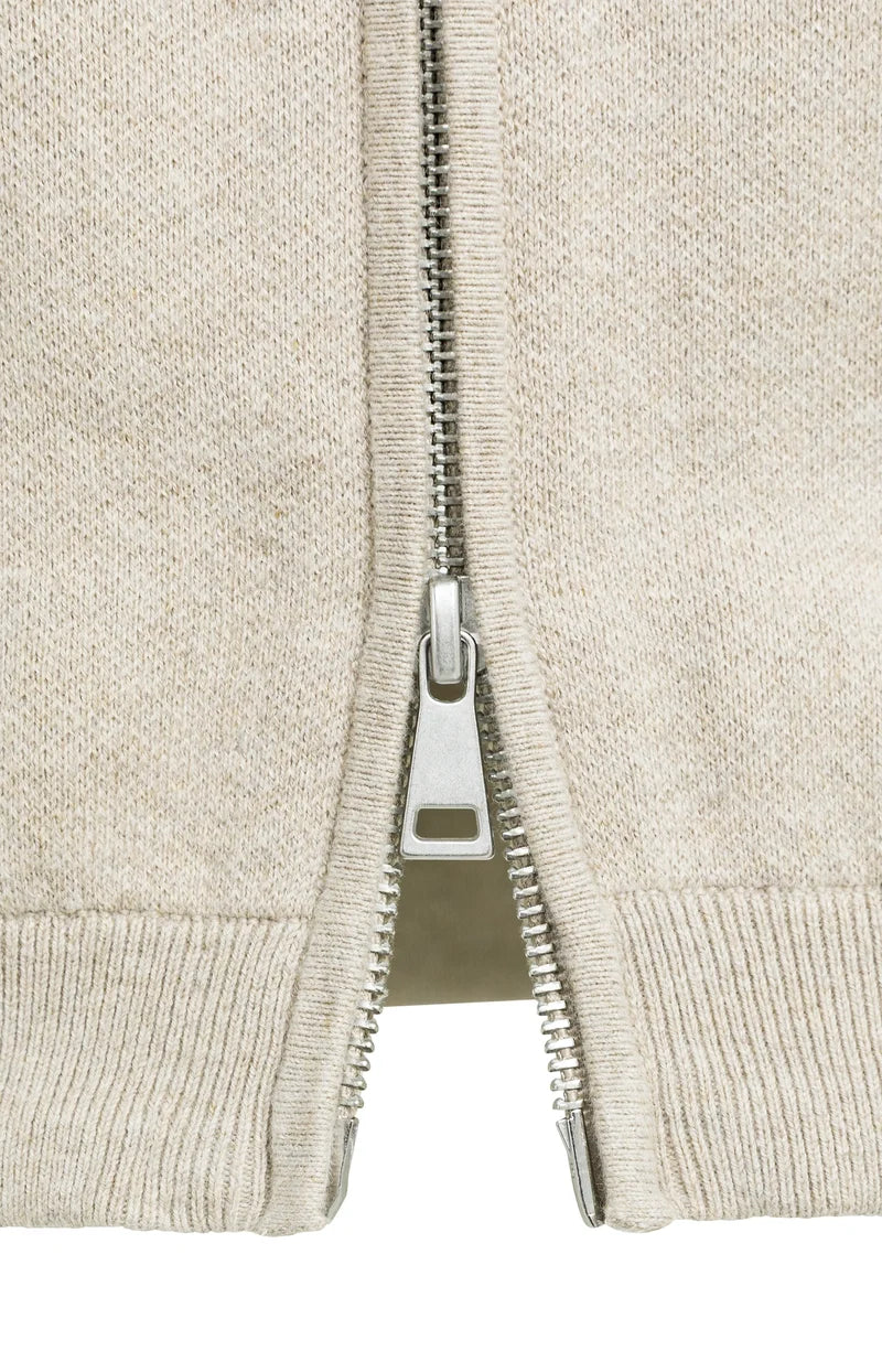 YAYA Jacquard Knitted Cardigan with Zip Closure, Grey