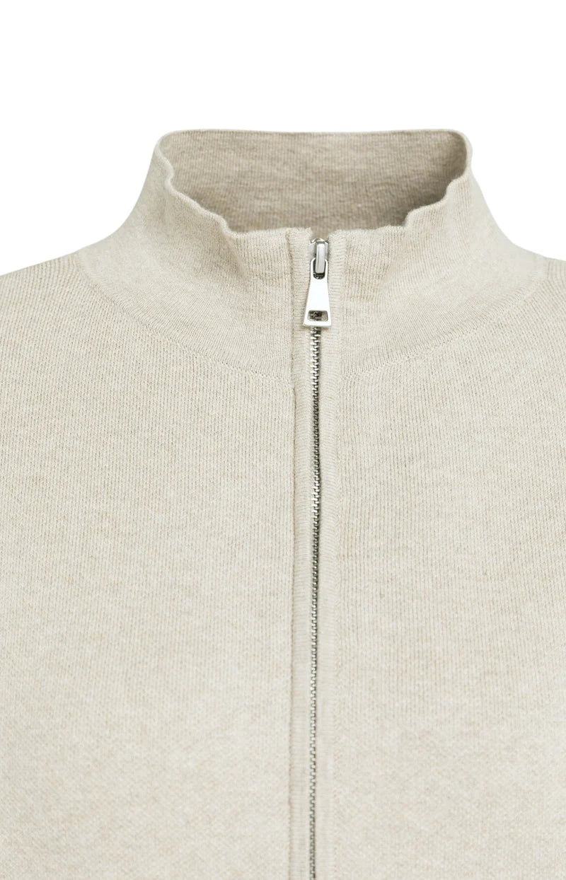 YAYA Jacquard Knitted Cardigan with Zip Closure, Grey