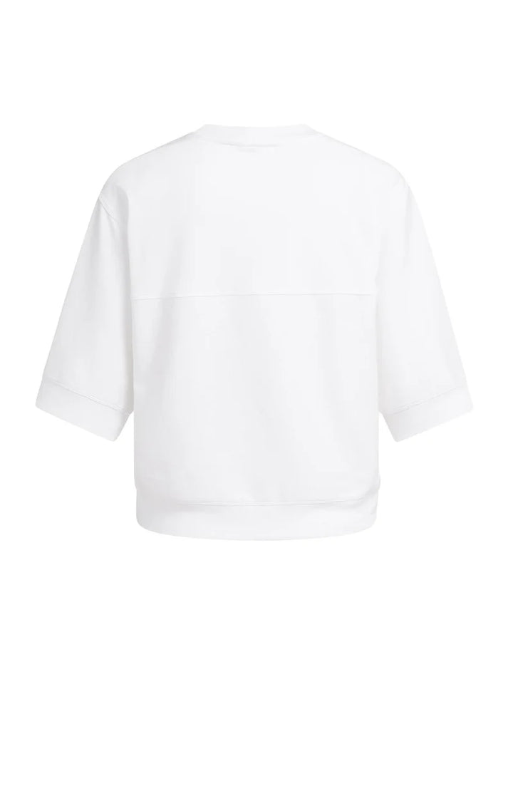YAYA Jersey Rib Top with Short Sleeves, White