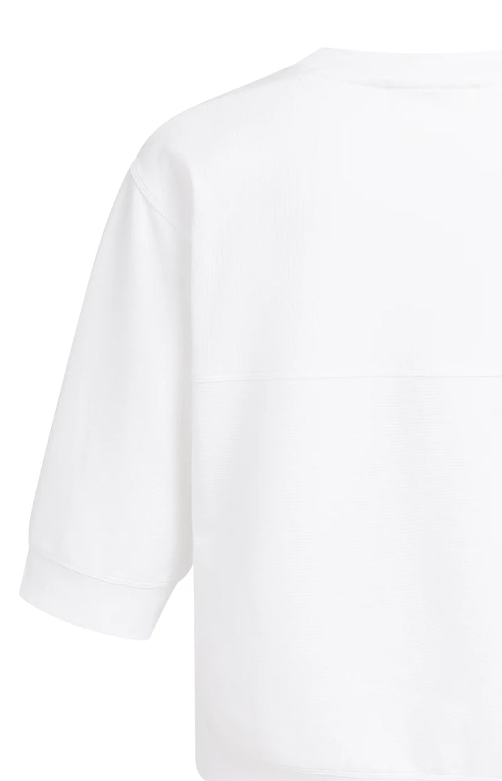 YAYA Jersey Rib Top with Short Sleeves, White