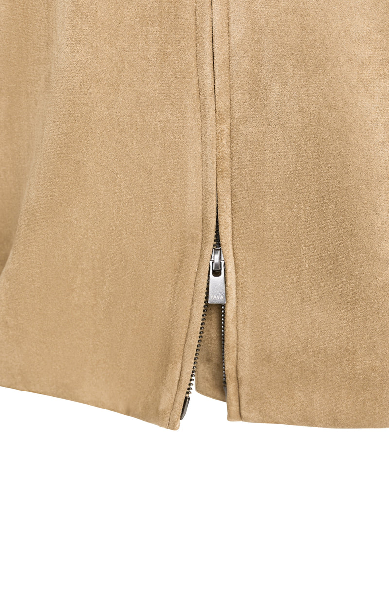 YAYA Oversized Suedine Jacket with Short Sleeves, Brown