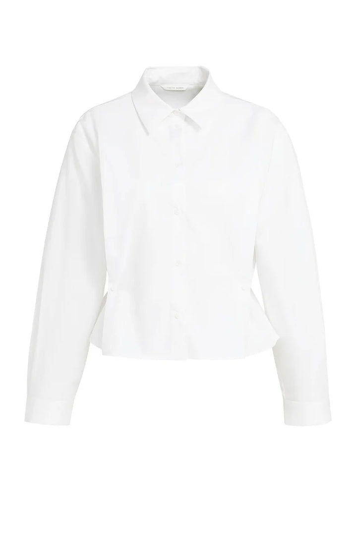 YAYA Poplin Blouse, Adjustable Waist & Long Sleeves, White