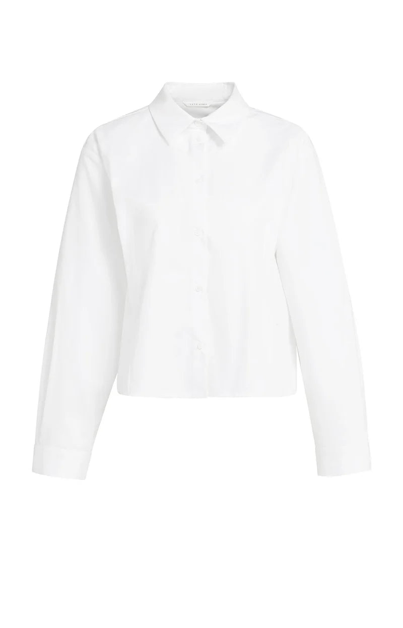 YAYA Poplin Blouse, Adjustable Waist & Long Sleeves, White