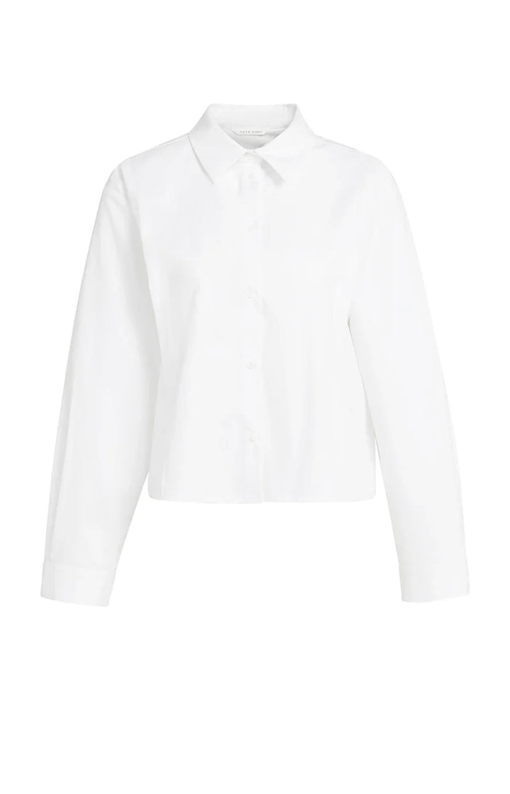 YAYA Poplin Blouse, Adjustable Waist & Long Sleeves, White