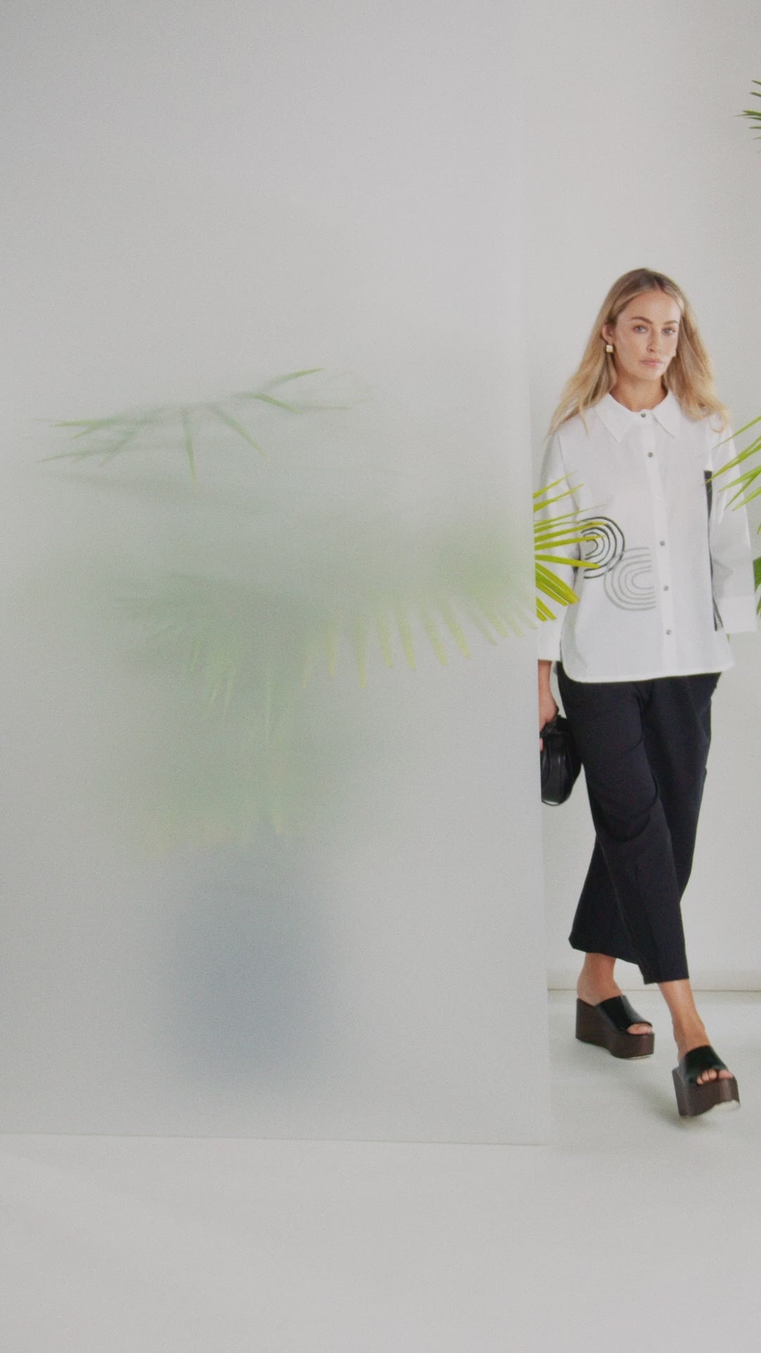 NAYA Stripped Sections Placement Print Shirt