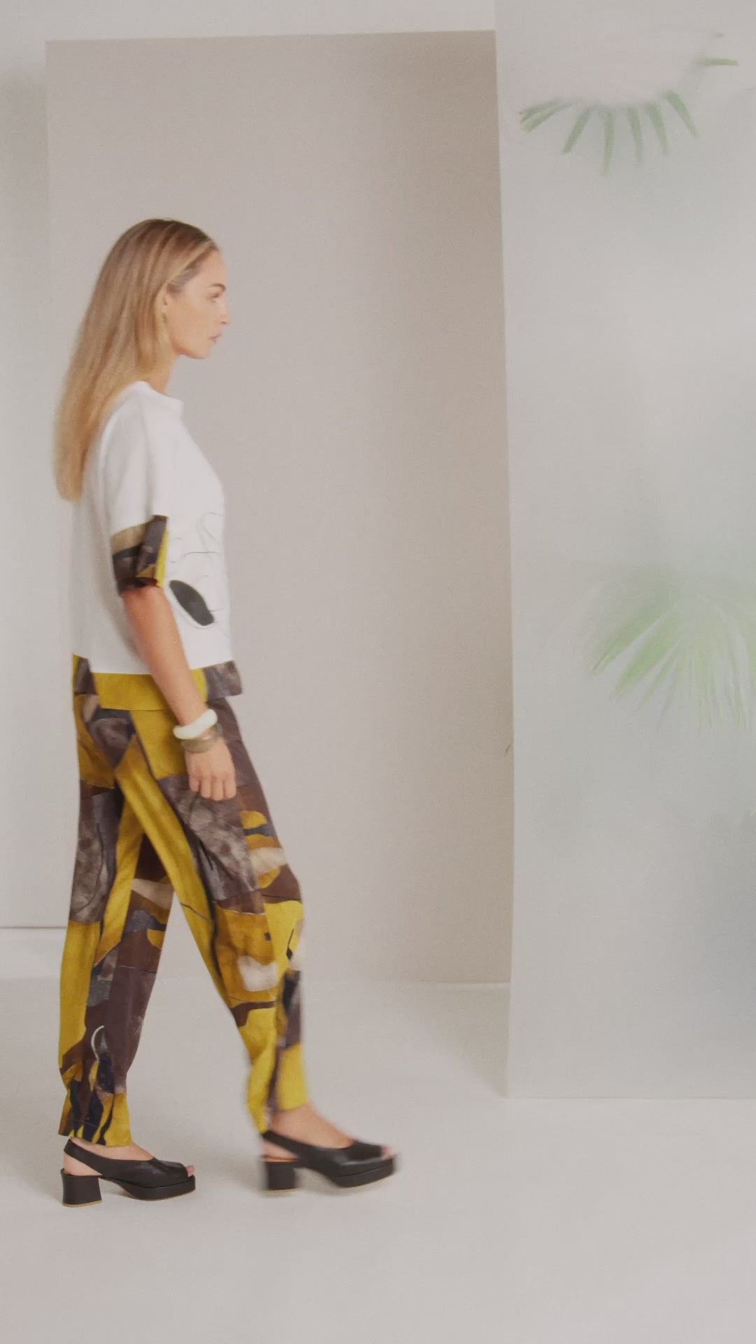 NAYA Oasis Wide Leg Print Pull Up Trousers