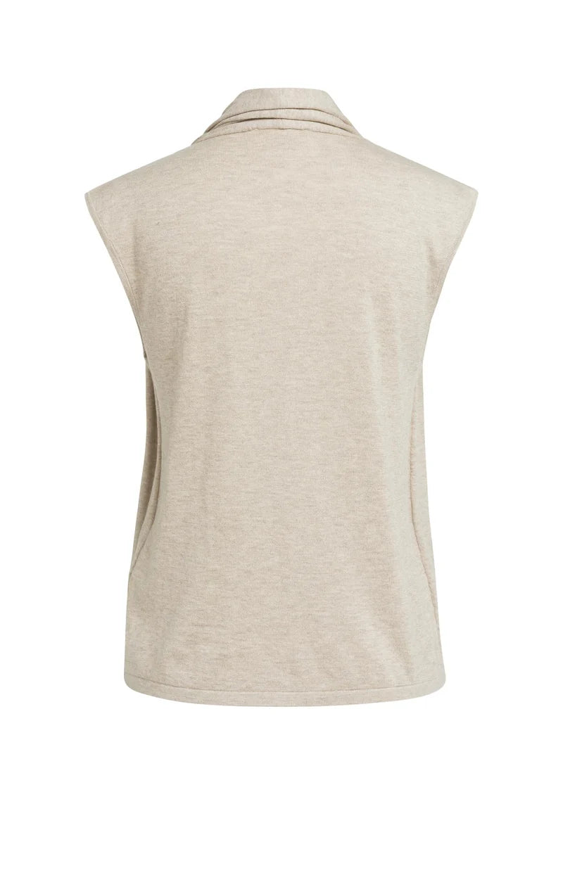 YAYA Sleeveless Cardigan, Double Layer & Buttons, Grey