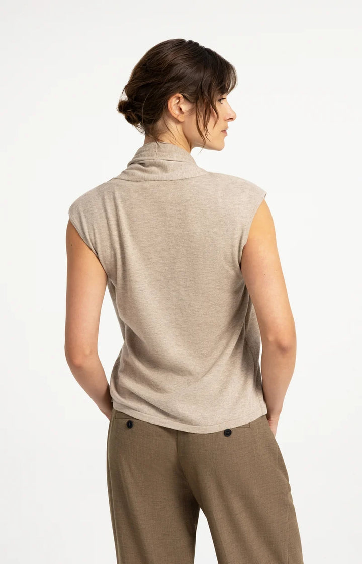 YAYA Sleeveless Cardigan, Double Layer & Buttons, Grey