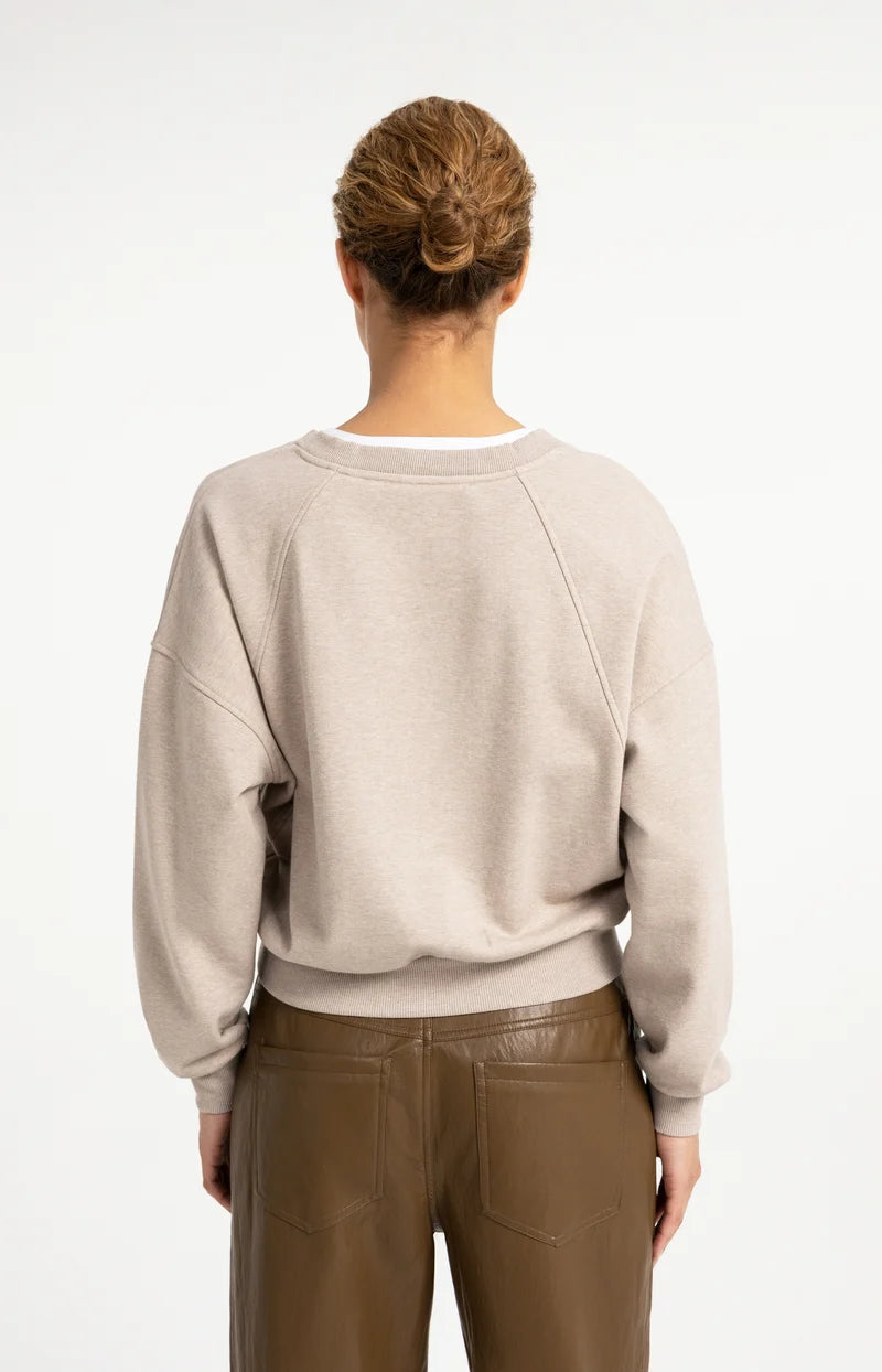 YAYA V-Neck Sweatshirt & Woven Collar, Grey