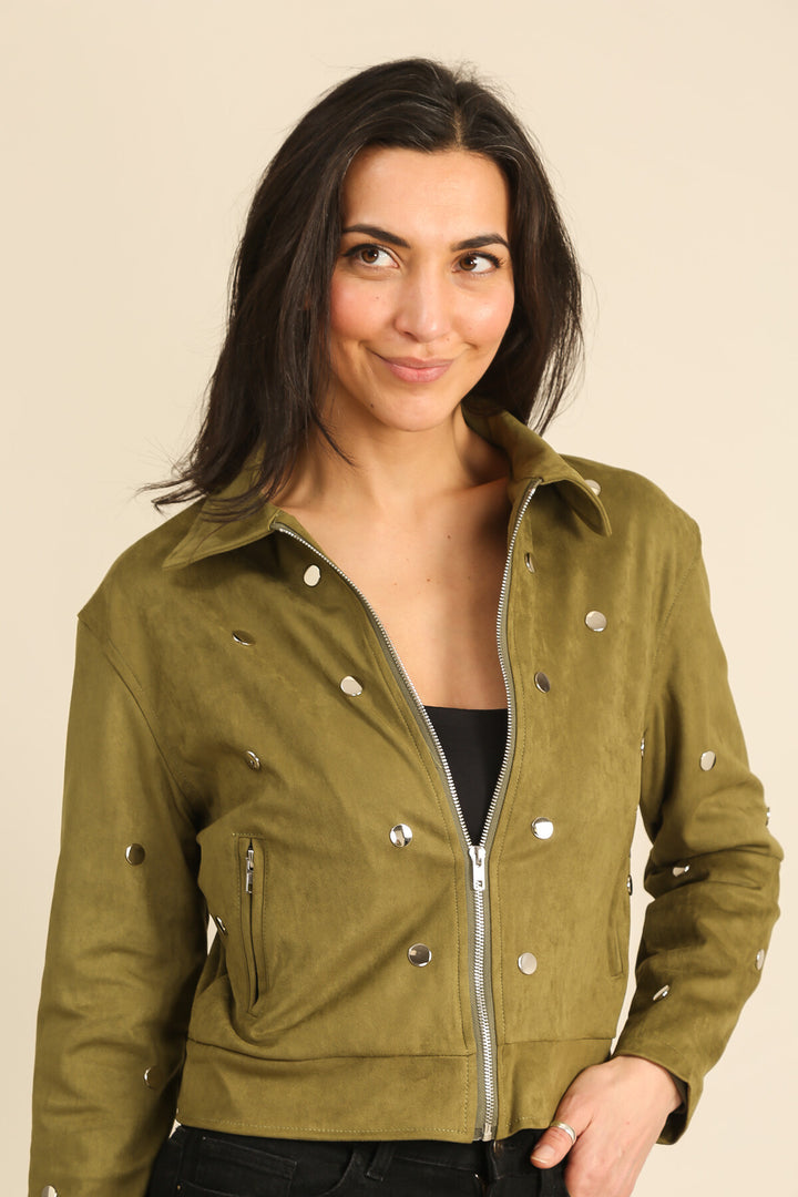Straight-cut faux suede jacket - image 9